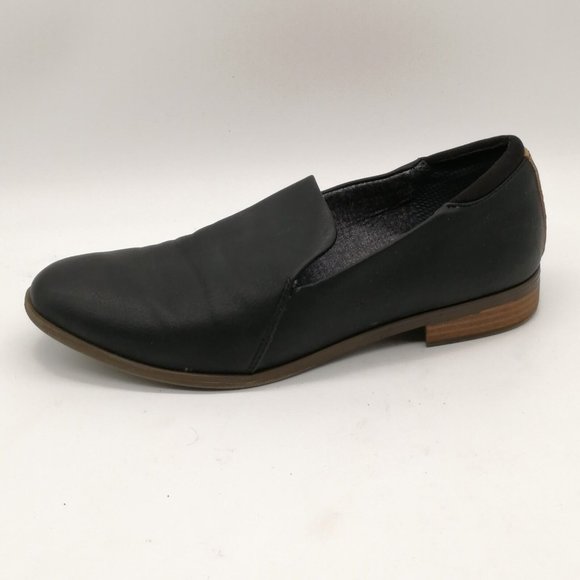 Dr Scholls Womens Loafer Rate Black Faux Leather Slip On Moc Toe Block Heel 8.5 - Picture 1 of 10